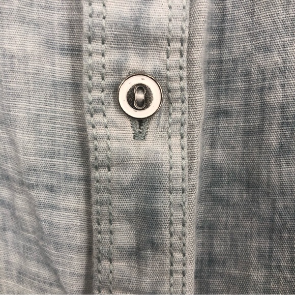 I-N-C Men’s Light Wash Blue Linen Blend Button Up Shirt, Pockets, Xtra Button L - Picture 4 of 7
